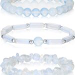 3Pcs Natural Stone Bracelets for Women 8mm Crystal Beaded Bracelets Handmade Stretch Bracelet Healing Crystal Jewelry for Women