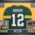 Aaron Rodgers Autographed Green Green Bay Jersey – Beautifully Matted and Framed – Hand Signed and Certified Authentic by Beckett Authentication