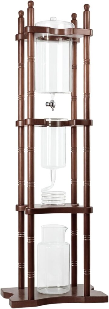 Nispira Cold Brew Drip Tower Iced Coffee Maker Glass Wooden Stand 25 Cups