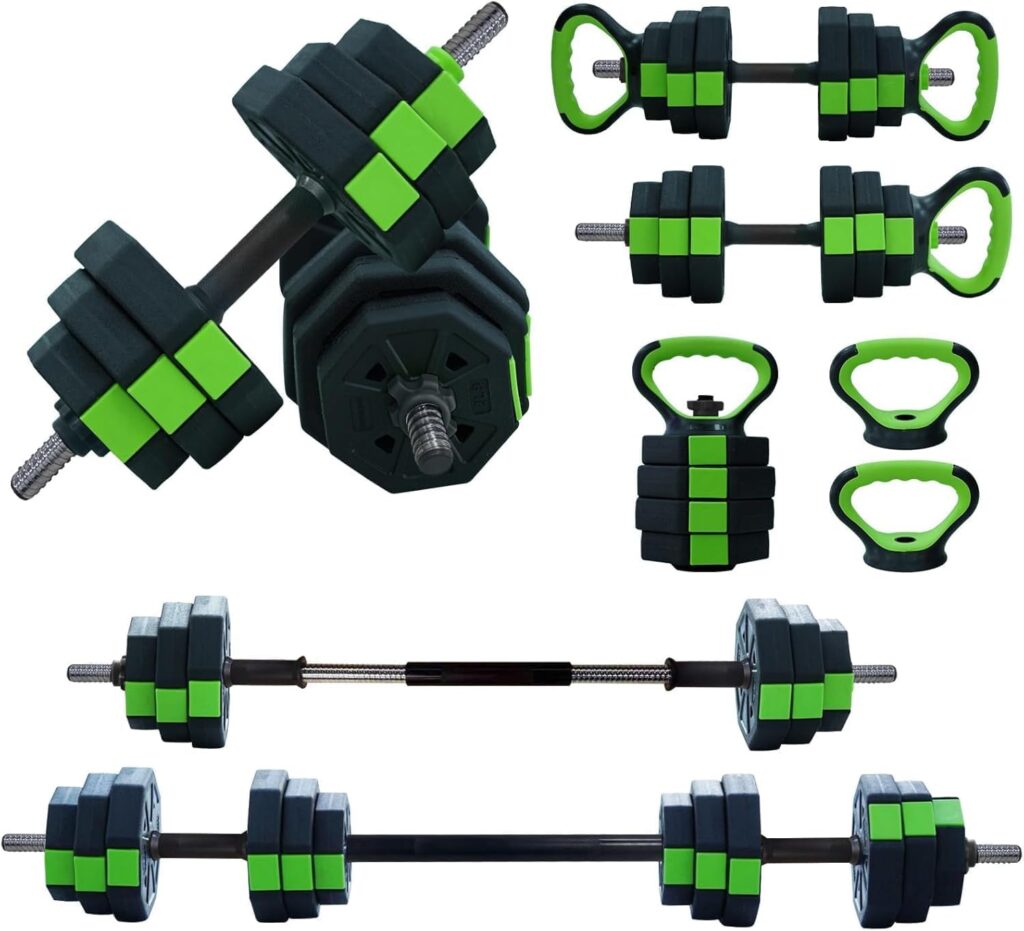 Adjustable Dumbbell Set, Exercise & Fitness Dumbbells, Adjustable Dumbbell Weights, Barbell Weight Set for Home Gym Exercise Used As Dumbbells, Barbell or Kettlebells, Multiple Options