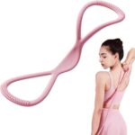 Figure 8 Resistance Band, Figure 8 Resistance Bands for Women Men, 25LB Exercise Bands with Handles for Working Out, Arm, Back, Fullbody Yoga Pulling Rope, Elastic Stretch Bands(Pink)
