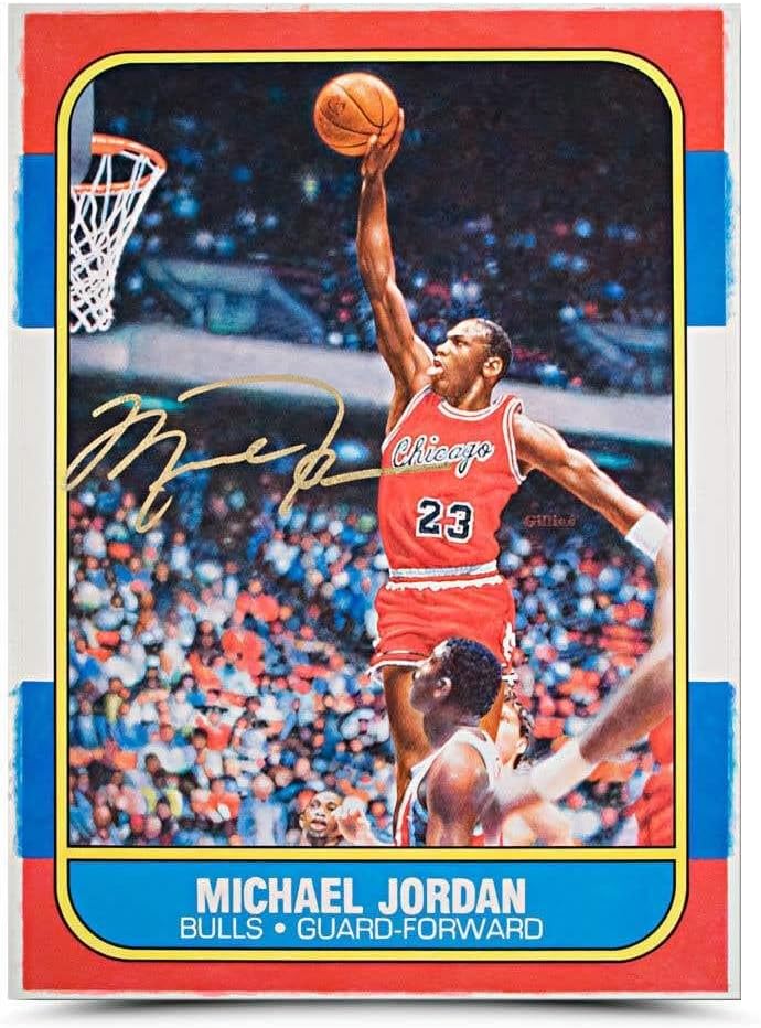 Michael Jordan Autographed Original Fleer Rookie Card Art – Upper Deck – Basketball Autographed Cards