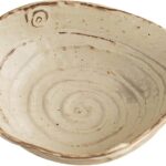 Free-Form Edge Ceramic Bowl with Handles, Size Small, Retro Distressed Style Glazed for Fruit Bowl,Salad Bowl,Table Centerpiece Decor