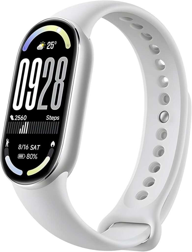 XIAOMI Mi Smart Watch Band 10, 5ATM Waterproof Fitness Step Tracker Sports Digital Smart Watch Health Band for Men Women, 1.72″ AMOLED Display, 150+ Sports Modes 24/7 Sleep Monitor (Glacier Silver)