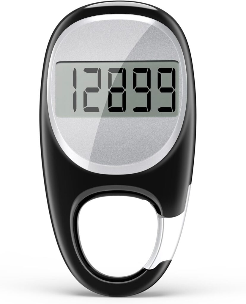 Simple Pedometer for Walking, Accurate Step Tracker with Carabiner, 3D Step Counter for Men Women Kids Seniors