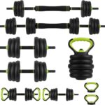 44/66/88 Lbs Adjustable Dumbbell Set, 4-in-1 Free Weights with Connector, Converts to Barbell, Kettlebell & Push-Up Stand, Fitness Equipment for Home Gym Suitable Men/Women