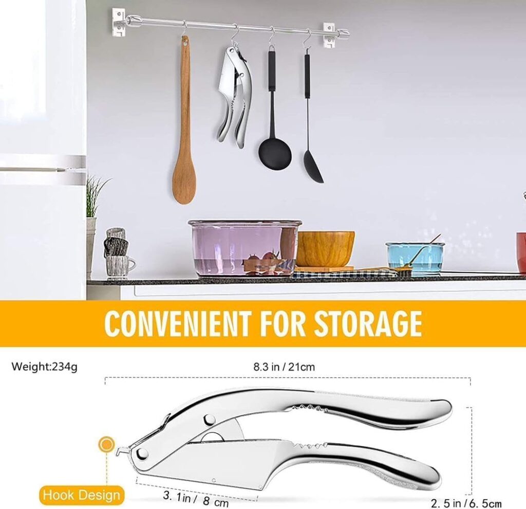 3-in-1 Stainless Steel Garlic Press & Peeler Machine – Professional Garlic Mincer, Crusher, and Chopper with Silicone Peeler & Brush – Essential Kitchen Gadget for Perfectly Minced Garlic