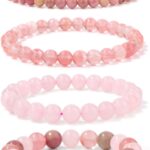 4pcs Beaded Bracelets for Women,Natural Healing Crystal Gemstones Bracelet,Anxiety Stress Relief Bracelet Handmade purple Jewelry Gifts for Women