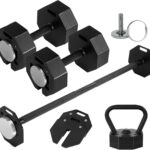 Adjustable Dumbbell Sets 100/160/180LBS Durable Steel Build, Free Weights Dumbbells Set with Barbell/Kettlebell Handle Sets 3-in-1 Multifunctional Dumbbell Fitness Exercises for Home Gym Suitable Men/Women 50/80/90LBSX2