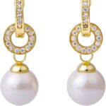 Ladies’ Pearl Earrings – 14K Gold Plated/Pearl Drop-Style Fashionable Earrings – Wedding Jewelry – Suitable for Women to Wear