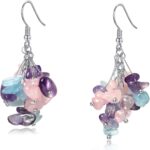 Seraphina Handmade Natural Amethyst Crushed Crystal Stone Dangle Earrings Purple Drop Dangle Earrings Jewelry Gift