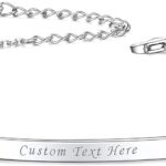 ChicSilver Customized Bar Bracelet 925 Sterling Silver Personalized Engraved Initial Name Link Bracelet Delicate Friendship Bracelet Minimalist Jewelry Birthday Gift