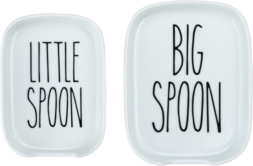 Heartland Home Porcelain Nesting Spoon Rest for Stove Top or Counter. 2pc Cooking Spoon Holder (Big/Little). Utensil Rest and Small Spoon Rest. Smart Kitchen Gadget