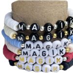 Magik Custom Name Heishi Bead Bracelet Personalized Mama Bracelet Heishi Disc Stack Beaded Bracelet for Women Men