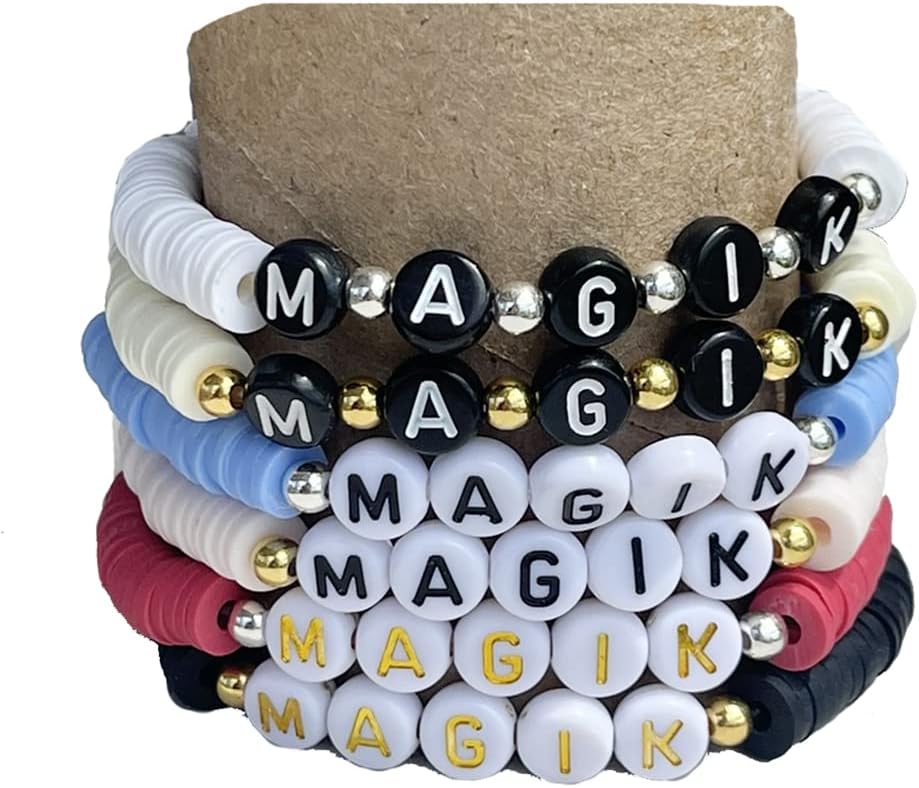 Magik Custom Name Heishi Bead Bracelet Personalized Mama Bracelet Heishi Disc Stack Beaded Bracelet for Women Men
