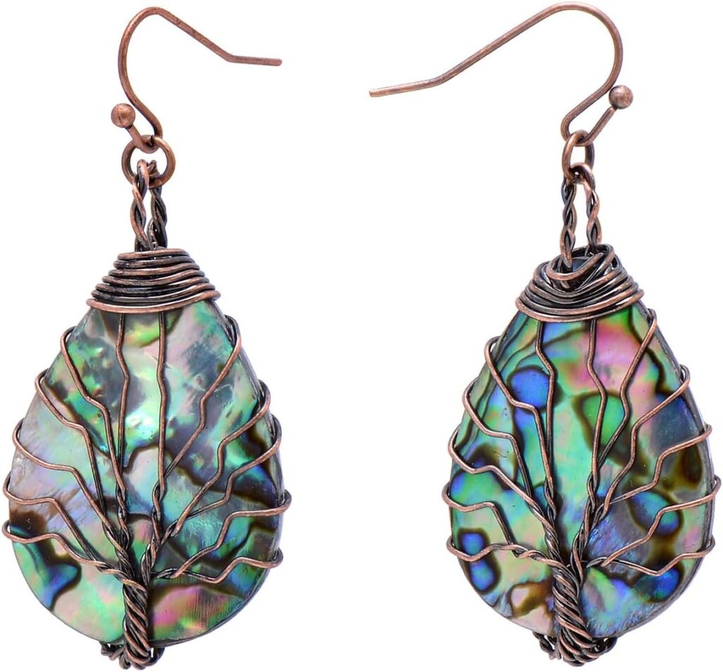 Teardrop Abalone Shell Dangle Earrings for Women