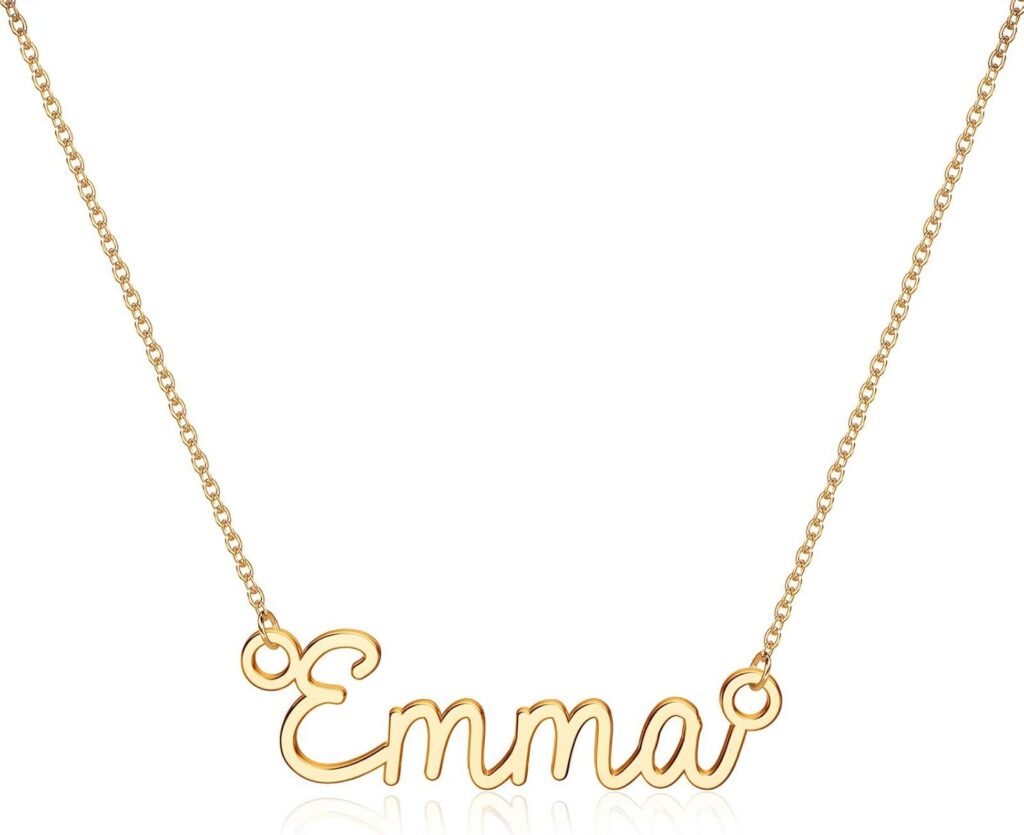 Turandoss Custom Name Necklace Personalized, 14K Gold Plated Name Pendant Necklace Dainty Name Necklace Personalized Jewelry Gifts for Women