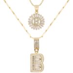 Letter Necklace 14k Gold Plated Bling Dainty Necklaces Trendy Chunky Custom Name Necklace Personalized Round Circle Pendant Zirconia Letters Name Crystal Jewelry Gifts for Women