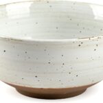 Mixing and Serving Bowl – 9 inch Ceramic Stoneware, Handmade White, Microwave & Dishwasher Safe