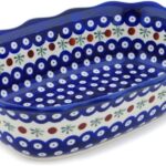 Authentic Polish Pottery Oval Bowl 12-inch in Mosquito Design Handmade in Bolesławiec Poland + Certificate of Authenticity