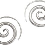 Sterling Silver Simple Spiral Earrings, Handmade Minimalist Rustic Tribal Thick Swirl Hoop for Women or Men, 7/8 inches Medium size Coil Earrings