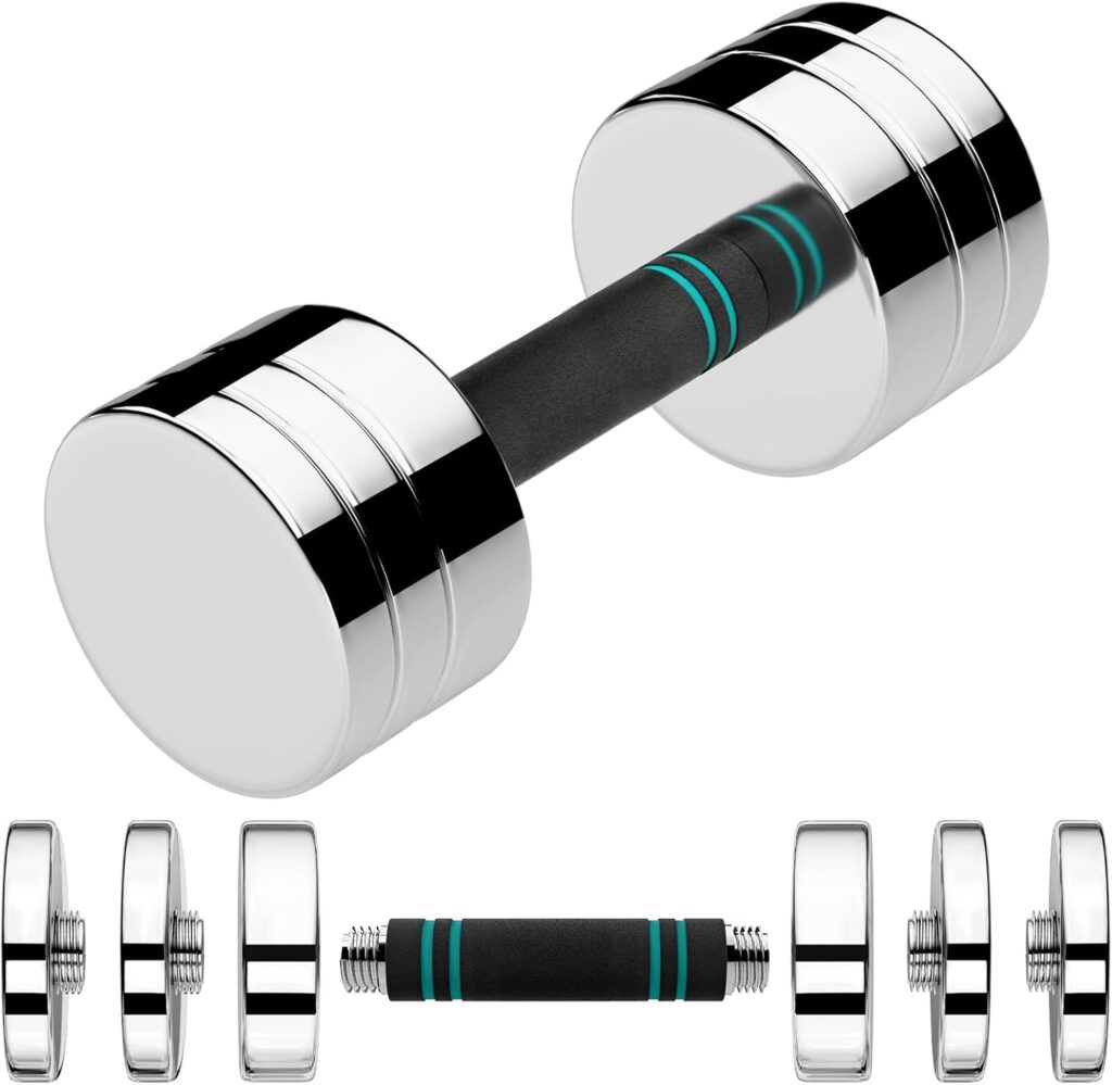 LIFERUN Single Steel Adjustable Dumbbell, 5/10/15lb Free Weight Single Dumbbell, Non-Slip and Comfortable Foam Handle, Adjustable Single Dumbbell for Home Gym Office Exercise