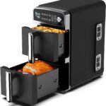 12QT Dual Layer Air Fryer Oven, 6QT×2 Capacity, Vertical 2-Basket Design, 7-in-1 Function with Broil, Roast, Bake, Reheat, Dehydrate, and Air Fry, Family Size, BPA-Free