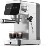 AMZCHEF Espresso Machines with LED Touch screen, Espresso Coffee machine Equip 20Bar Pressure System, Cappuccino Machine, Compact Latte Machine for Home Gifts,Silver