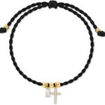 Birthstone Bracelets for Women, Cross Bracelet for Gls Christmas Gifts for Mom Handmaded String Rope Bracelets First Communion Gifts for Gls