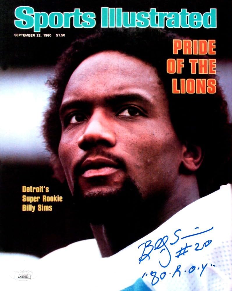 Billy Sims Signed Autographed 8X10 Photo Detroit Lions Sports Illustrated JSA