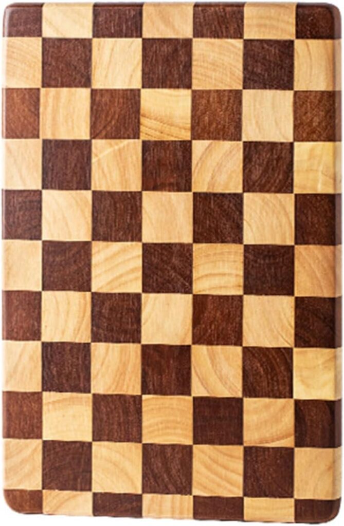 End Grain Cutting Board 14.2″L x 9.5″, Heavy Duty Acacia/Rubber Wood Cutting Board For Kitchen, Flippable Serving Board For Meat, Bread & Fruits, Rectangle(14.2″L x 9.5″)