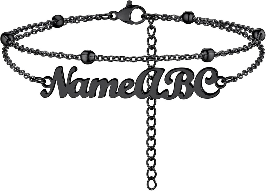 PROSTEEL Trendy Handcuffs Design/Customize Words Ankle Bracelet For Women, 316L Stainless Steel Anklets Silver/Gold/Black Tone, Hypoallergenic, Come with Box