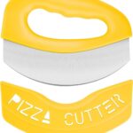 Urbanstrive Heavy Duty Stainless Steel Pizza Cutter with Cover, Super Sharp Blade Pizza Knife Pizza Cutter Rocker, Perfect Kitchen Gadgets for Pizza Cutting Home Essentials, Yellow