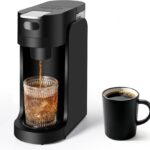 LAMA Mini Single Serve Coffee Maker for K Cup, Quick Brewing, 2 Brew Styles, 10S Fast Heating, 6oz to 12oz Cup Sizes, Mini Travel One Cup Coffee Machine for Home, Desk, Kitchen, Black