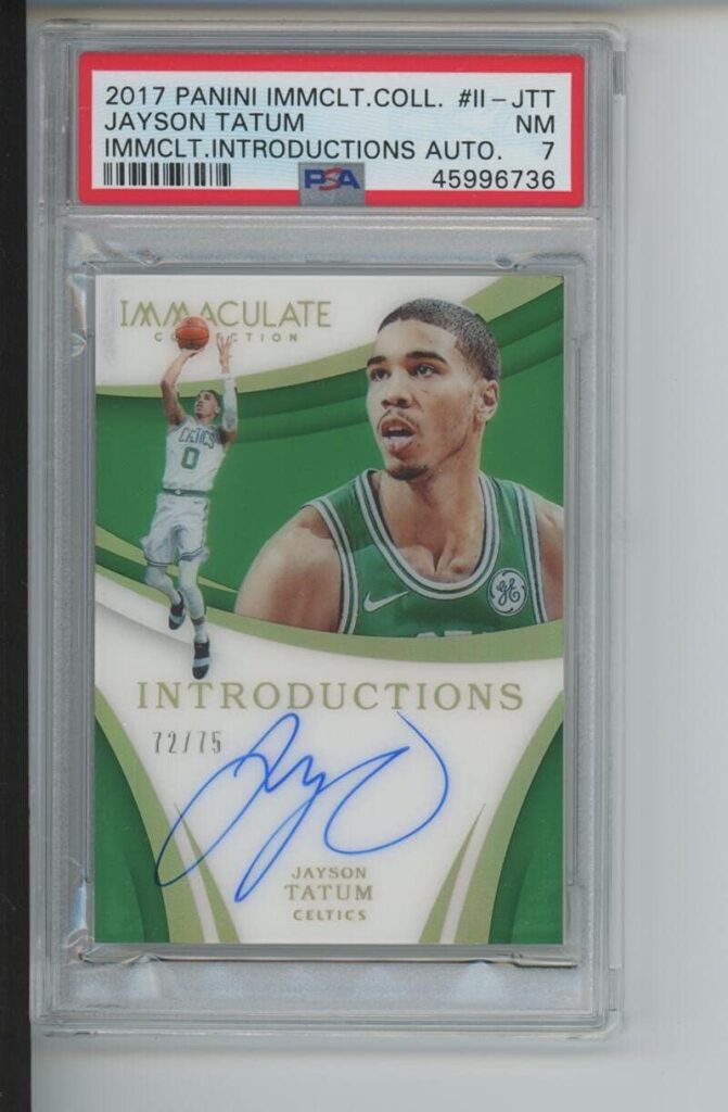 2017 Immaculate Introductions Jayson Tatum 72/75 ROOKIE RC AUTO Signed Autograph Autographed PSA 7 Graded Basketball Card NBA 2017-18