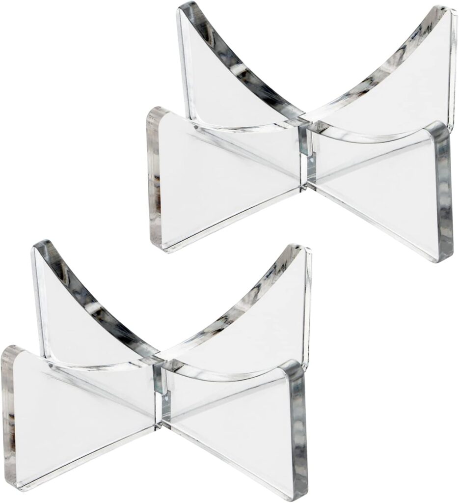 Acrylic Ball Stand Holder Display Stand for Football Basketball Soccer, Volleyball Rugby Sports Ball Storage Rack, Trophy Autograph Memorabilia Display Cases (3.54×1.3 inch, Clear)