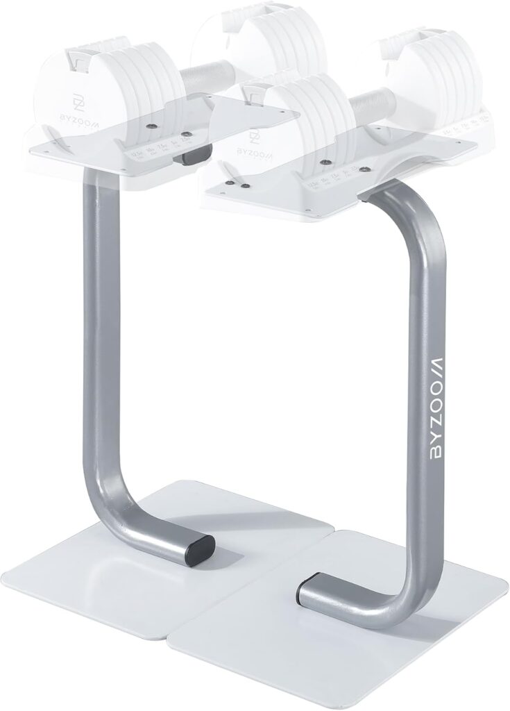 BYZOOM FITNESS Adjustable Dumbbell Stand Rack Holder Weight Training Fitness Exercise for Home Gym Woman Beginner White