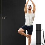 Extra Long & Wide Thick Yoga Mat for Tall Men & Women, 84” x 32” x 7mm Oversized Yoga Mat Double-Sided Non Slip, Pro TPE Yoga Mats with Strap