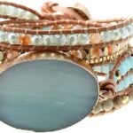 Plumiss Women Boho Handmade Natural Stone Crystal Leather Bead Wrap Bracelets Collection