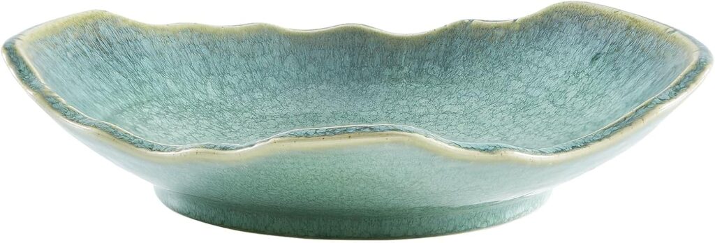 Ceramic Decorative Dish, 12” Large Green Decorative Bowl, Versatile Centerpiece Decor, Key Bowl, Gift Decor Tray for Entryway Table Living Room Dining (12” Dish)