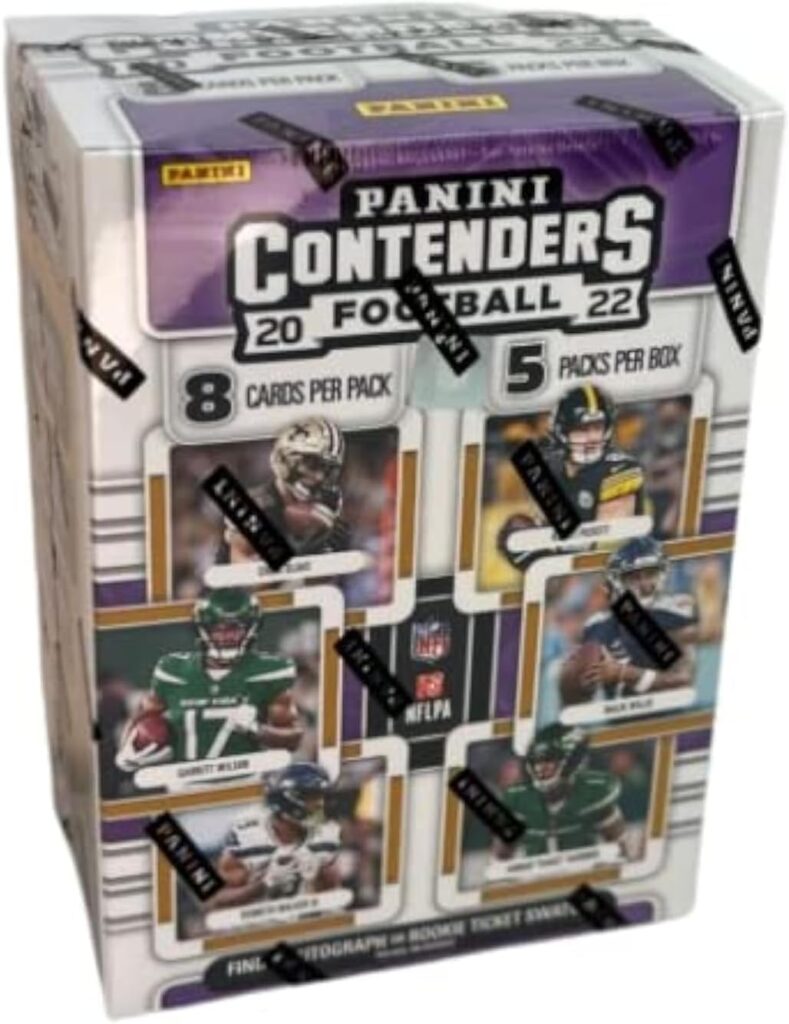 2022 Contenders NFL Football Blaster Value Box 8 Cards Per Pack 5 Packs Per Box 1 Autograph or Rookie Ticket Swatch Per Box on Average