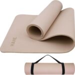 HAHE Yoga Mat Thick (8MM,1/3″), Eco-Friendly POE Non Slip Yoga Mat, High Rebound & Shock Absorption, Anti-Tear & Sweat-Resistant for Yoga, Fitness, Home, Workouts, Large Pilates Mats 72″x24″ with Carrying Strap
