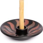 Luna Sundara Authentic Peru Pottery Palo Santo Stick Holder and Incense Holder – Handmade Ceramic Smudge Bowl for Sage – Includes 5 Palo Santo Sticks (Red)