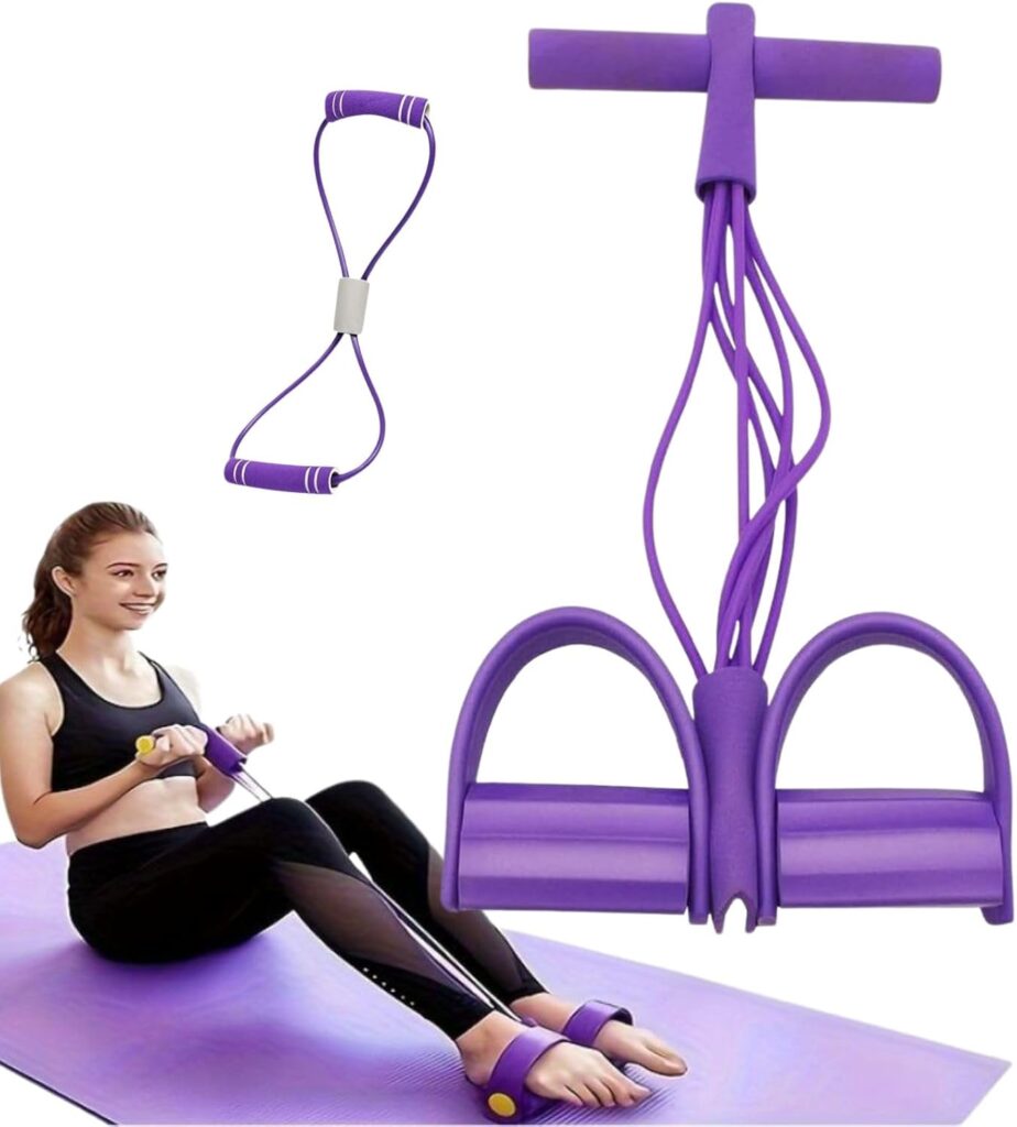 21 Fitness Resistance Bands-6 Tube Pedal Ankle Puller with 8 Shape Resistance Band,Multifunction Tension Rope, for Strength Training, Tummy, Waist, Arm, Leg Slimming, Home Gym Exercise Equipment