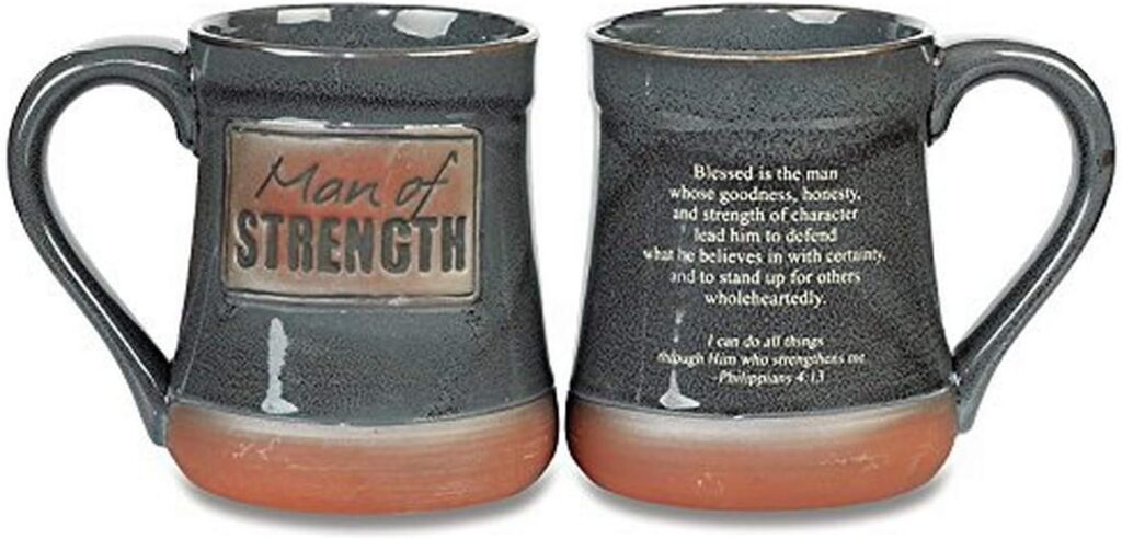 Abbey Gift Man of Strength Pottery Mug, Grey, 20 oz (56805T)
