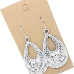 Antique Silver Floral Stamp Teardrop on Sterling Silver Earrings Boho Women Handmade Sundance Dreams Designs