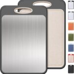 Stainless Steel Cutting Board, Non Toxic Cutting Board for Kitchen Double Sided Food Grade, Chopping Board for Meat/Vegetables, Kitchen Gifts Easy to Clean 2025 New Upgrade Large Size (16″L x 11″W)