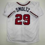Facsimile Autographed John Smoltz Atlanta White Reprint Laser Auto Baseball Jersey Size Men’s XL