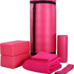 BalanceFrom 7-Piece Yoga Set with 71x24x1 Inches Extra Thick Mat and Carrying Sling – Includes 2 Blocks, Stretch Strap, 2 Towels, and Knee Pad for Home, Studio, and Gym Workouts