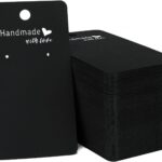 joycraft 200 Pack Black Earring Cards,2″x3.5″ Earring Display Holder Cards,Handmade with Love Hanging Tags,Blank Earring Tags for Selling,Hanging Earring,Jewelry,DIY Crafts,Retail